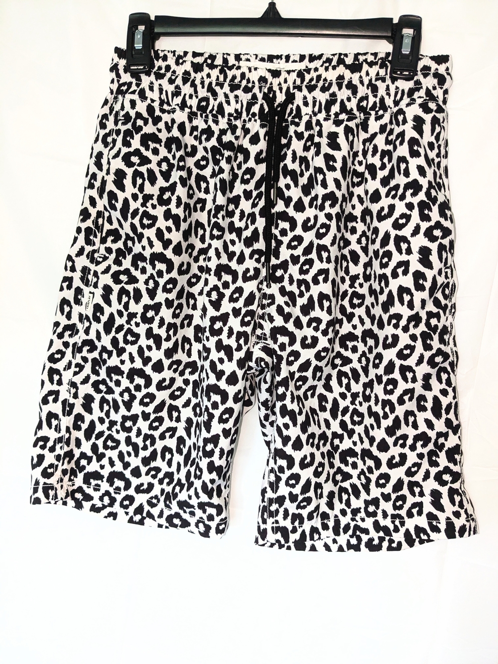 Fairplay Black & White Leopard Print Drawstring Lined Swim Shorts